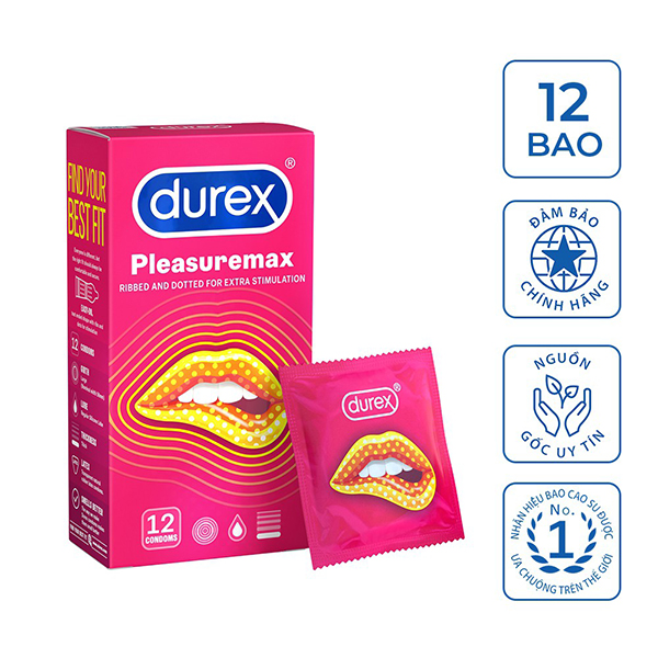 Bao cao su Durex Pleasuremax 12 bao / hộp