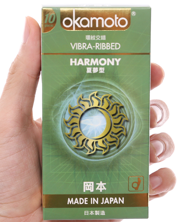 Hộp 10 cái bao cao su Okamoto Harmony vân sọc 52mm 