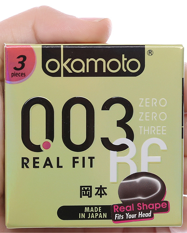 Hộp 3 cái bao cao su Okamoto 003 Real Fit 52mm 